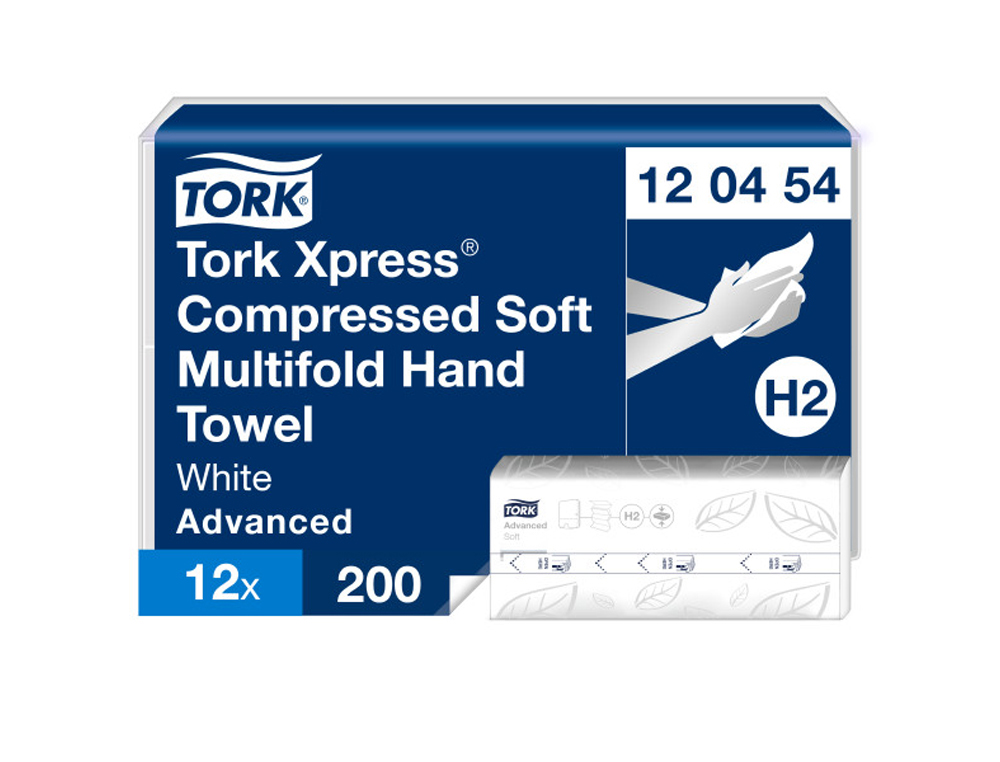 ESSUIE-MAINS TORK XPRESS H2 ADVANCED INTERFOLIES DOUX     COMPRESSES 2 PLIS M GRAND     FORMAT BLANC PAQUET 200