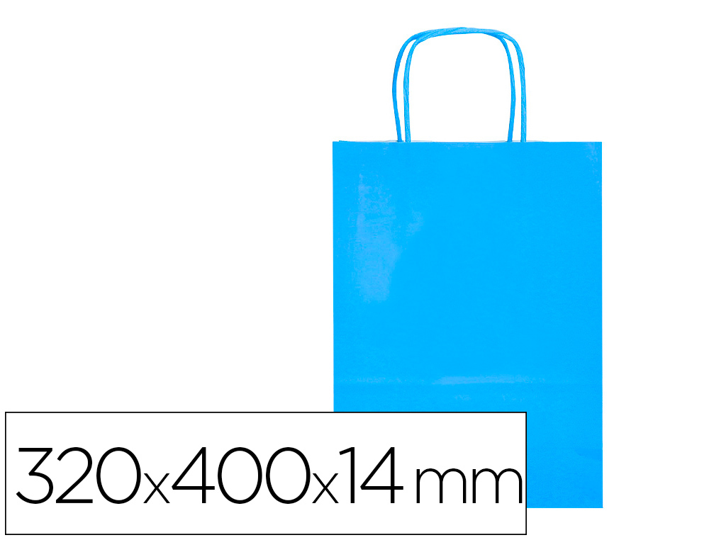 SAC PAPIER Q-CONNECT CELLULOSE L ANSE TORSADEE     320X400X14MM COLORIS BLEU     CIEL