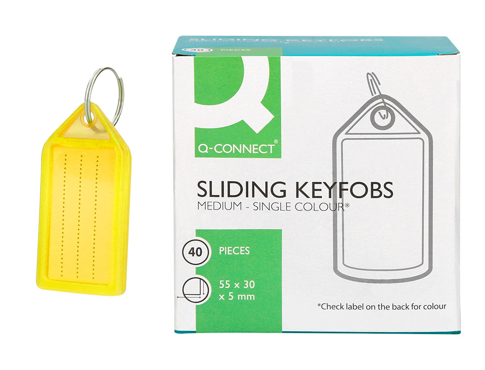 PORTE-CLES Q-CONNECT PORTE-ETIQUETTE PREMIUM       COLORIS JAUNE BOITE 40 UNITES
