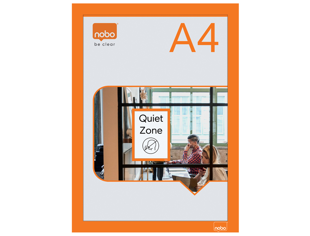 PORTE-AFFICHE NOBO MAGNETIQUE AUTOCOLLANT A4 CADRE COLORIS  ORANGE