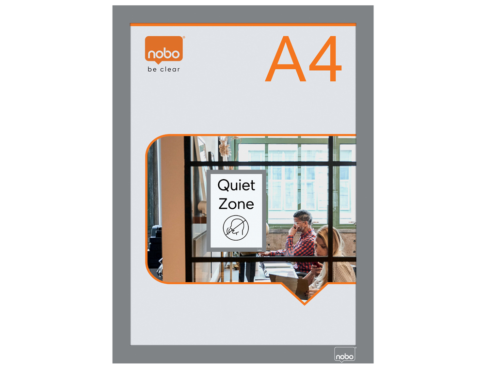 PORTE-AFFICHE NOBO MAGNETIQUE AUTOCOLLANT A4 CADRE COLORIS  GRIS