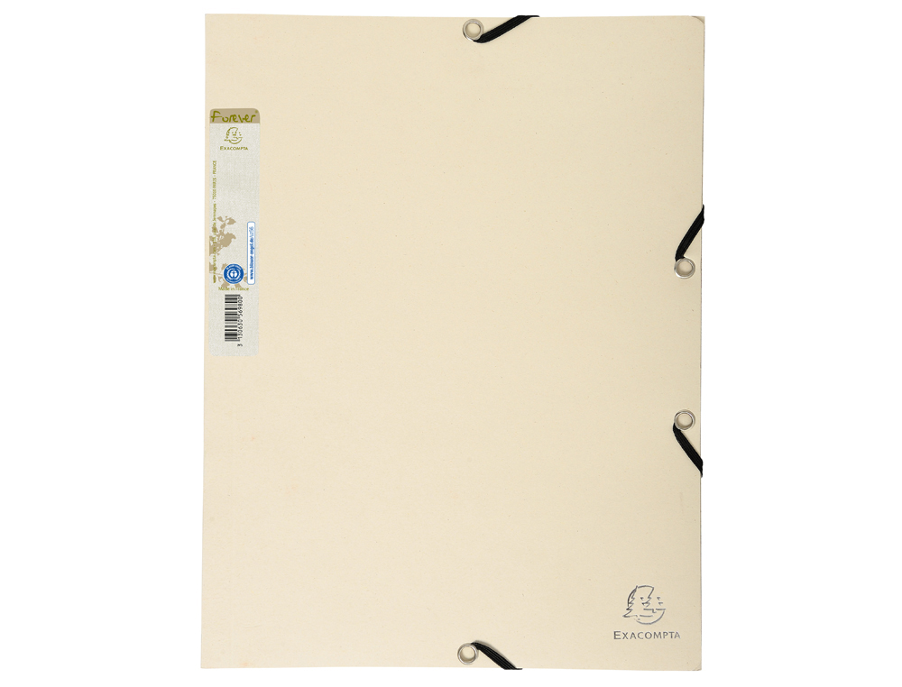CHEMISE 3 RABATS EXACOMPTA FOREVER A4 CARTE RECYCLEE     380GR FERMETURE ELASTIQUE     COLORIS SABLE