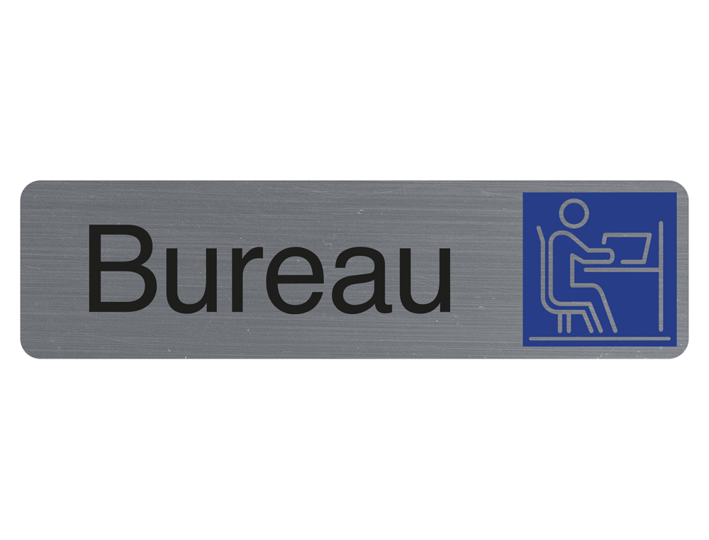 PLAQUE ADHESIVE EXACOMPTA BUREAU IMITATION ALUMINIUM    16,5X4,4CM
