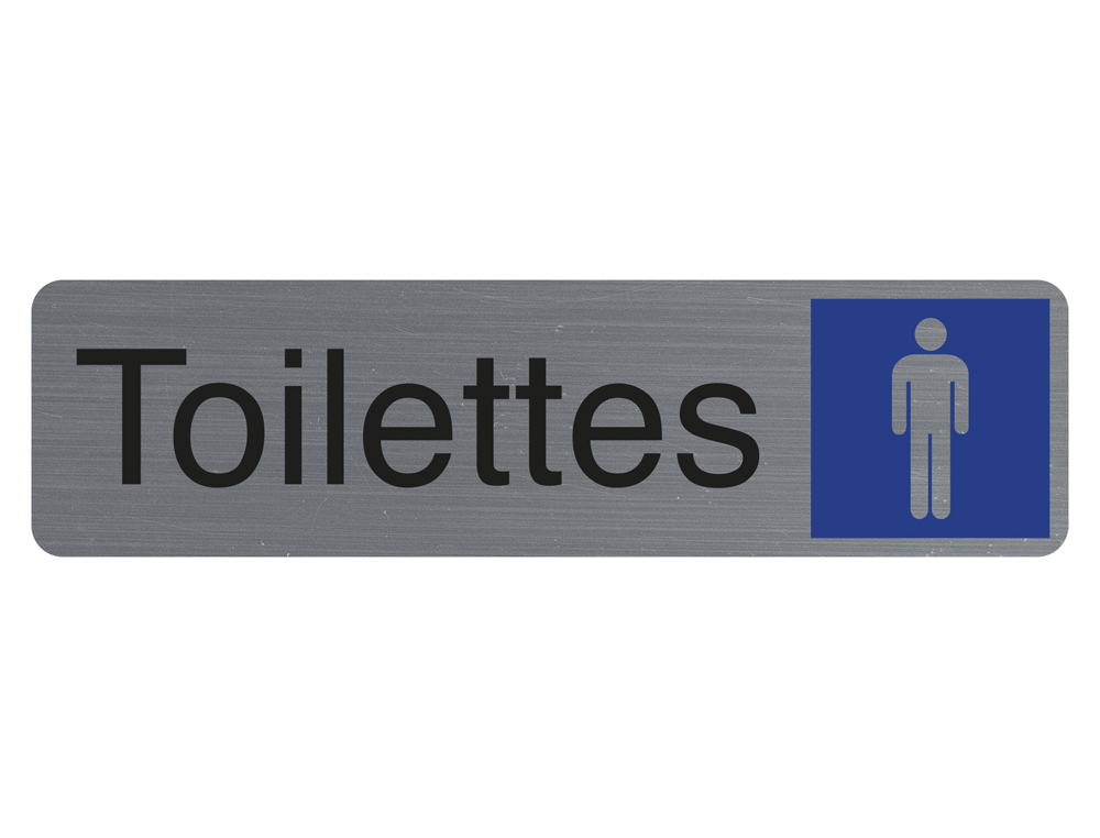 PLAQUE ADHESIVE EXACOMPTA TOILETTES HOMME IMITATION     ALUMINIUM 16,5X4,4CM