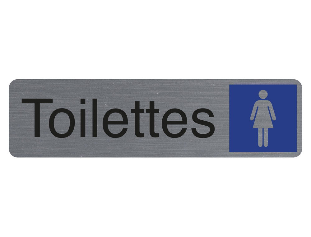 PLAQUE ADHESIVE EXACOMPTA TOILETTES DAME IMITATION      ALUMINIUM 16,5X4,4CM