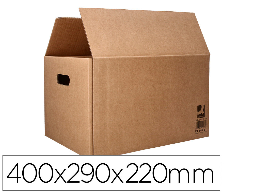CAISSE AMERICAINE Q-CONNECT AVEC POIGNEES CARTON RECYCLE  CANNELURE 5MM 400X290X22MM    COLORIS KRAFT