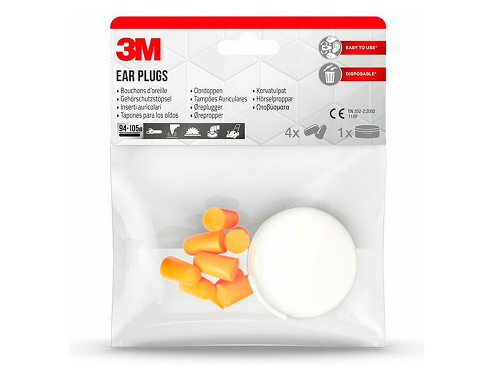 BOUCHONS D'OREILLE 3M ANTI-BRUIT 37 DB KIT 4 PAIRES COLORIS ORANGE