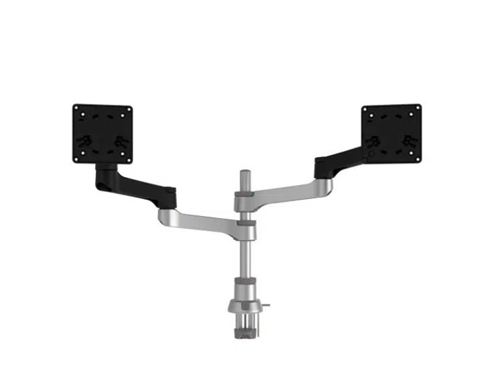 BRAS ECRAN R-GO ZEPHER REGLABLE POUR MONITEUR DOUBLE COLORIS ARGENT