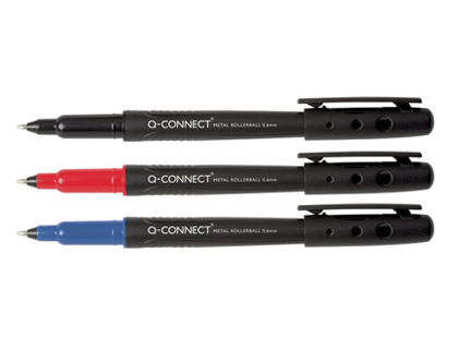 ROLLER Q-CONNECT CRITURE MOYENNE 0.6MM FLUIDE DOUCE POINTE ACIER SOLIDIT DURABILIT ENCRE BASE EAU COULEUR BLEU