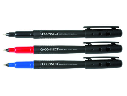 ROLLER Q-CONNECT CRITURE MOYENNE 0.6MM FLUIDE DOUCE POINTE ACIER SOLIDIT DURABILIT ENCRE BASE EAU COULEUR ROUGE