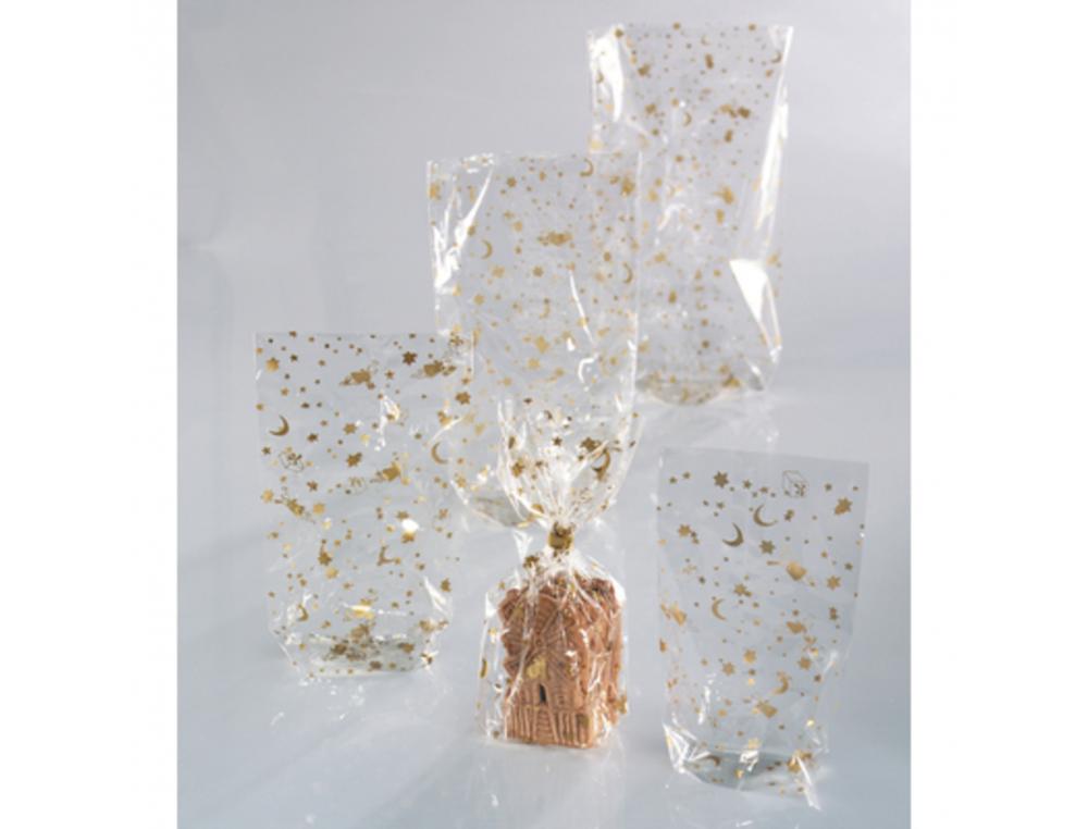 LOT SACS ALIMENTAIRES CELLOPHANE FOLIA 9X11 CM 100  UNITES MOTIF NOEL