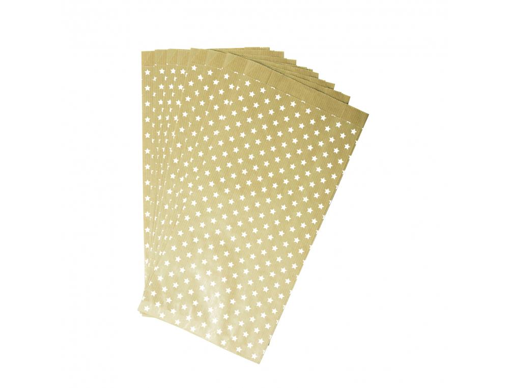 SAC KRAFT CLAIREFONTAINE 15X31CM IMPRIMES ETOILES LOT  50 UNITES
