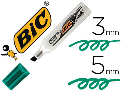 MARQUEUR BIC VELLEDA 1781 EFFAABLE POINTE BISEAUTE 2MM CRITURE 3/5MM ENCRE CTONE CORPS MTAL CAPUCHON VENTIL VERT