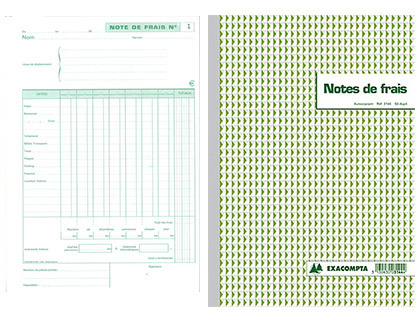 MANIFOLD AUTOCOPIANT EXACOMPTA NOTES DE FRAIS A4 210X297MM FOLIOTAGE 50 DUPLIS