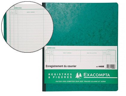 REGISTRE PIQU EXACOMPTA COURRIER ARRIVE 320X270MM 80 PAGES