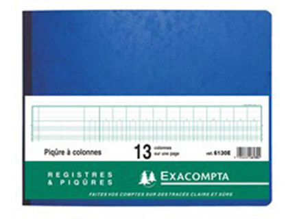 REGISTRE PIQRE EXACOMPTA COLONNES 320X250MM 31 LIGNES 13 COLONNES/PAGE 80 PAGES