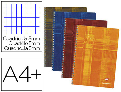 CAHIER CLAIREFONTAINE PAPIER VLIN VELOUT COUVERTURE PELLICULE RELIURE INTGRALE A4+ 24X32CM 100 PAGES 90G 5X5MM