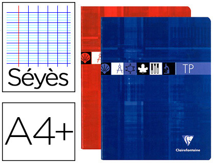 CAHIER PIQU CLAIREFONTAINE TRAVAUX PRATIQUES PAPIER VLIN VELOUT A4+ 24X32CM 64 PAGES 32 SYS/32 UNIES 90G