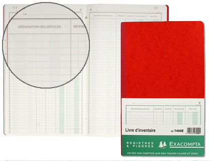 LIVRE INVENTAIRE EXACOMPTA 320X195MM VERTICAL 31 LIGNES 80 PAGES