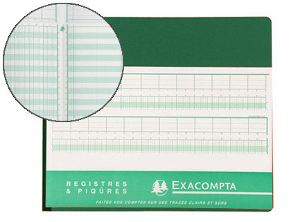 MANIFOLD COMPTABLE EXACOMPTA PIQU TTE PARESSEUSE 270X320MM HORIZONTAL 28 LIGNES 80 PAGES 11 COLONNES/PAGE