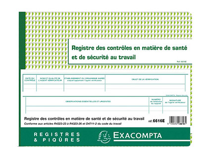 REGISTRE PIQU EXACOMPTA CONTRLE SCURIT 320X240MM 20 PAGES
