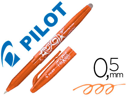 ROLLER PILOT FRIXION BALL CRITURE MOYENNE 0.5MM ENCRE EFFAABLE GRIP PRHENSION RECHARGEABLE GOMME SERTIE ORANGE