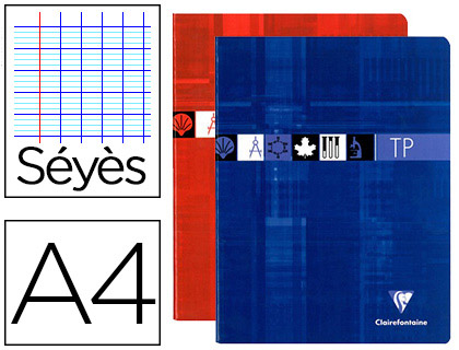 CAHIER PIQU CLAIREFONTAINE TRAVAUX PRATIQUES PAPIER VLIN VELOUT A4 21X29,7CM 80 PAGES 40 SYS/40 UNIES 90G