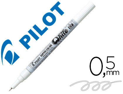 MARQUEUR PILOT FEUTRE PERMANENT ENCRE MTALLIQUE POINTE NON BISEAUTE EXTRA FINE POLYACTATE 0.5MM BLANC