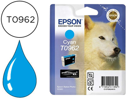 CARTOUCHE EPSON T0962 JET D'ENCRE C13T09624010 COULEUR CYAN 1505P