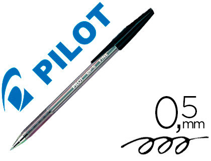 STYLO-BILLE PILOT BP-S CRITURE MOYENNE 0.5MM ENCRE DOUCE POINTE INDFORMABLE RECHARGEABLE CORPS TRANSLUCIDE NOIR