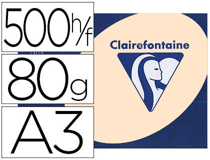 PAPIER COULEUR CLAIREFONTAINE TROPHE MULTIFONCTION A3 80G/M2 SAUMON PAQUET 500 FEUILLES