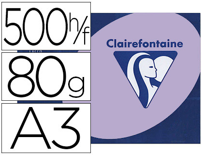 PAPIER COULEUR CLAIREFONTAINE TROPHE MULTIFONCTION A3 80G/M2 COULEURS VIVES LILAS PAQUET 500 FEUILLES