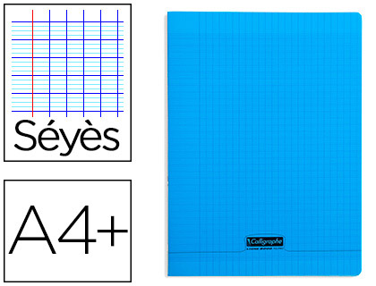 HYPERBURO  CAHIER D'ÉCRITURE PIQUÉ CONQUÉRANT USAGE SCOLAIRE COUVERTURE  VERNIE CARTE COUCHÉE A4+ 24X32CM 48 PAGES 90G SÉYÈS