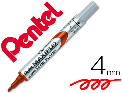 HYPERBURO  MARQUEUR PENTEL MAXIFLO EFFAÇABLE TABLEAU BLANC POINTE CONIQUE  TRACÉ 1,6MM ÉCRITURE 1000M CORPS PLASTIQUE RECYCLÉ ROUGE