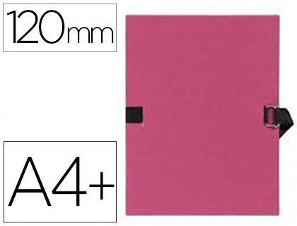 CHEMISE EXACOMPTA CARTON PAPIER TOIL 240X320MM DOS EXTENSIBLE 120MM SANGLE COTON BOUCLE CRANTE COLORIS BORDEAUX