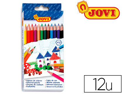 CRAYON COULEUR JOVI BOIS HEXAGONAL 175MM MINE 7.5MM COULEURS VIVES TUI CARTON 12 UNITS