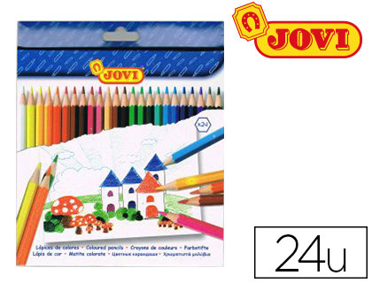CRAYON COULEUR JOVI BOIS HEXAGONAL 175MM MINE 7.5MM COULEURS VIVES TUI CARTON 24 UNITS