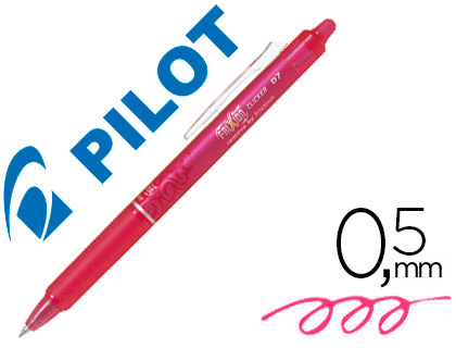 ROLLER PILOT FRIXION CLICKER CRITURE MOYENNE 0.35MM ENCRE EFFAABLE GOMME SERTIE GRIP PREHENSIO RECHARGEABLE ROSE