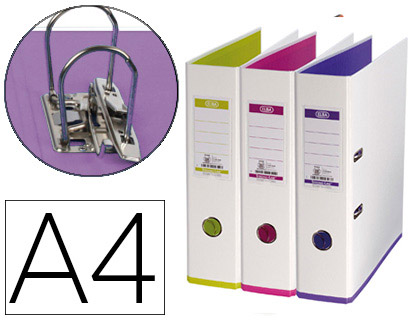 CLASSEUR LEVIER OXFORD MY COLOUR A4 POLYPROPYLNE DOS 80MM  TIQUETTE BICOLORE