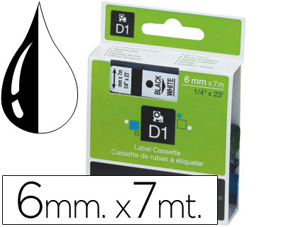 Ruban Dymo D1 6 mm coloris noir/blanc - Titreuses