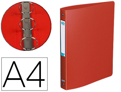 CLASSEUR OXFORD MEMPHIS 4 ANNEAUX RONDS 30MM POLYPROPYLNE 10/10E DOS 40MM TIQUETTE DOS COLORIS ROUGE