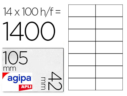 TIQUETTE ADHSIVE APLI AGIPA MULTI-USAGE 105X42MM TOUTE IMPRIMANTE BOTE 1400 UNITS