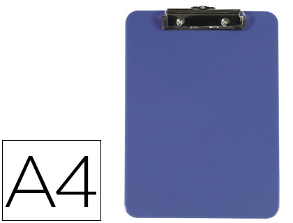 PORTE-BLOC Q-CONNECT PLASTIQUE RIGIDE PAISSEUR 2,5MM  210X297MM A4 PINCE MTALLIQUE COLORIS BLEU