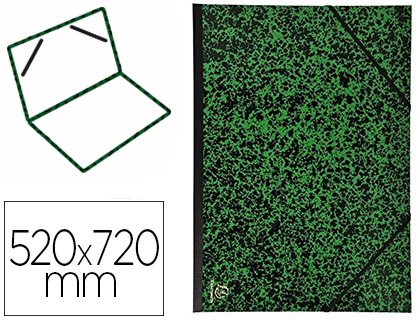 HYPERBURO  CARTON À DESSIN EXACOMPTA PAPIER MARBRÉ VERT 90G DOS KOVERIL  NOIR FERMETURE ÉLASTIQUE 520X720MM