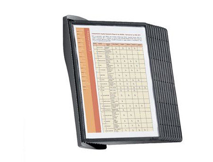 PUPITRE MURAL DURABLE SHERPA PROTGE-DOCUMENTS STYLE CONSULTATION 10 POCHETTES A4 210X297MM CADRE PROFIL NOIR