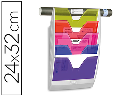 CORBEILLE MURALE CEP ENSEMBLE MONOBLOC 5 CLOISONS 350X128X580MM DIMENSIONS CASE 325X26MM KIT FIXATION MULTICOLORE BLANC