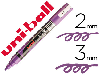 MARQUEUR UNIBALL CRAIE CHALK POINTE FINE 2/3MM IDAL ARDOISES VITRINES RSISTE PLUIE COULEUR LUMINEUSE VIOLET