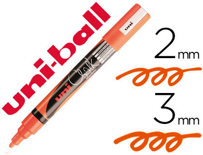 MARQUEUR UNIBALL CRAIE CHALK FIN 1.8/2.5MM IDEALE ARDOISE  S VITRINES RSISTE PLUIE COULEUR LUMINEUSE ORANGE FLUO