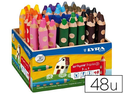 CRAYON COULEUR LYRA GROOVE TRIPLE 3EN1 10MM COFFRET COLE 48 UNITS