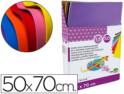PRSENTOIR DE 50 PLAQUES MOUSSE LIDERPAPEL 60G/M2 PAISSEUR 1,5MM 500X700MM 10 COLORIS ASSORTIS
